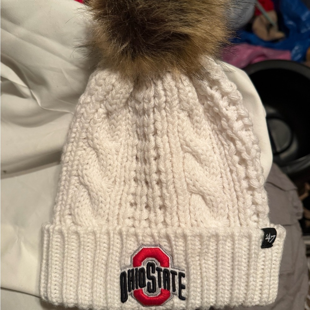NWT‼️47 OHIO STATE BUCKEYES WHITE MEEKO CUFF WOMENS KNIT HAT